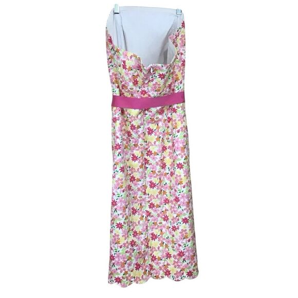Lilly Pulitzer Pink Floral Strapless Scalloped Hem Dress 8 - Picture 4 of 11